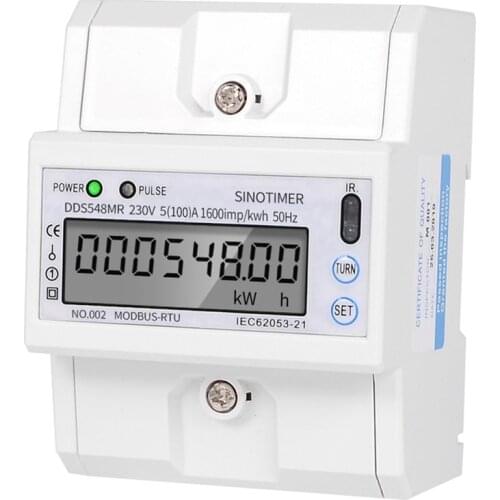 DIN Rail Mount AC 380V 5-80A Single-phase 2 Wire Digital Power Meter Electricity Cost Measuring Meter