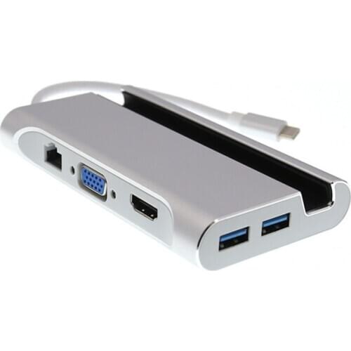 Type-c to network card HUB/VGA/HDMI power supply type-c docking station type-c seven-in-one hub