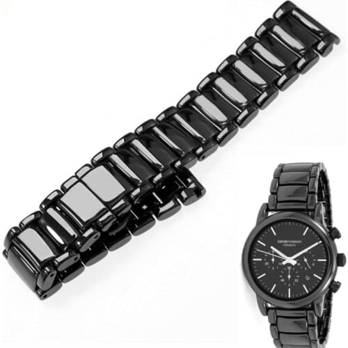 22mm Black White Smooth Ceramic Strap For Armani Watches Ar1499 Ar1507 Ar1509 Men Women Watch Strap sports Wristband Bracelet