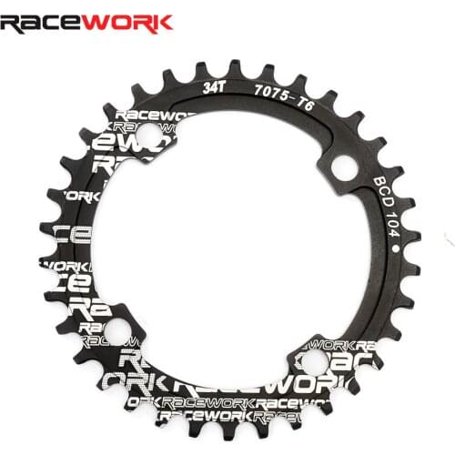 Racework mountain bike 104BCD 32T 34T 36T 38T curve tooth plate parts bike curve circle curve single plate
