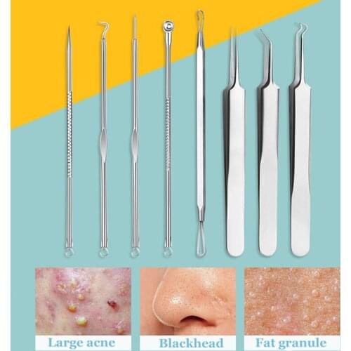 Stainless Steel Acne Blackhead Remover Needle Tools Set Pimple Blemish Remover Skin Care Women Beauty Facial Pore Cleaner