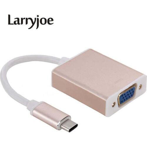 Larryjoe USB 3.1 Type C USB-C to VGA Converter Adapter Reversible for Macbook 12 inch Male to Female Conneting Cable