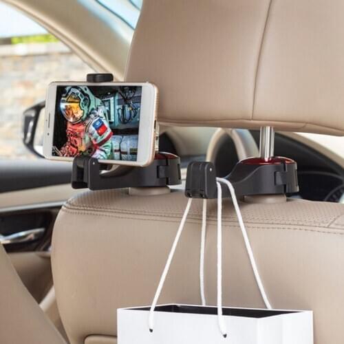 Lazy Storage Mobile Phone Holder Car Back Seat Hook Multi-Function Hanging Bracket Rear Seat Phone Headrest Bracket