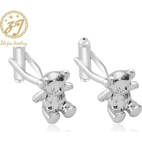 Zhijia Simple Style Animal Cufflinks Mens Shirt Cuff Button Christmas Gifts For Men Silver Plated Cuff Link gemelos