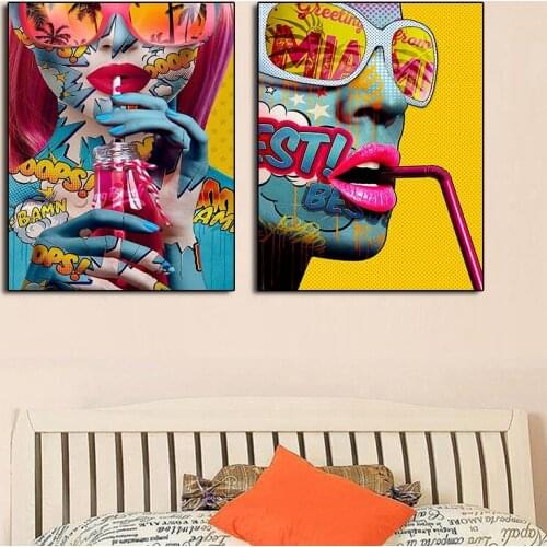 DIY Graffiti Cool Girl Oil Painting By Numbers Kit Acrylic Paint By Numbers Wall Home Decor Art Gift Painting on Canvas