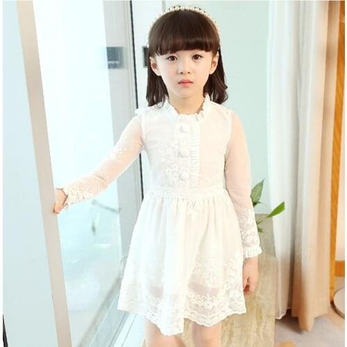 Girls Dress 2021 Spring Girl Thin Lace Princess Dress Kids Cotton Mesh Dresses For Party Wedding Dress 2-14Y Children Clothes