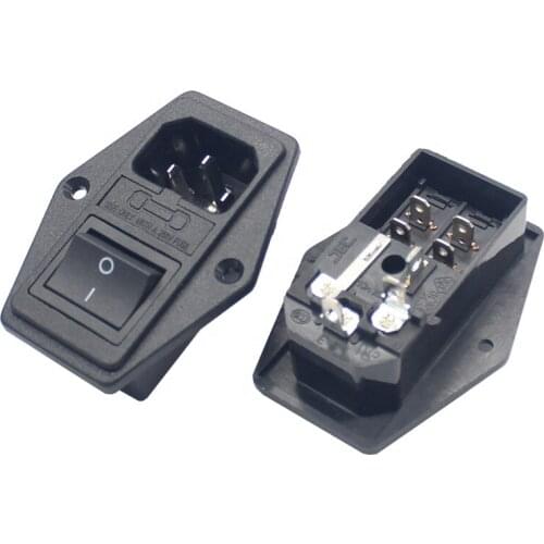 IEC320 C14 Inlet Power Socket Connector Plug Connector and 2 Fuse Rocker Switch Fused