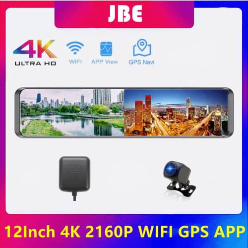 4K Car Video Recorder 12'' Rearview Mirror Car Dvr Sony IMX415 Ultra HD 3840*2160P Dash Cam With GPS Night Vision Reverse Camera