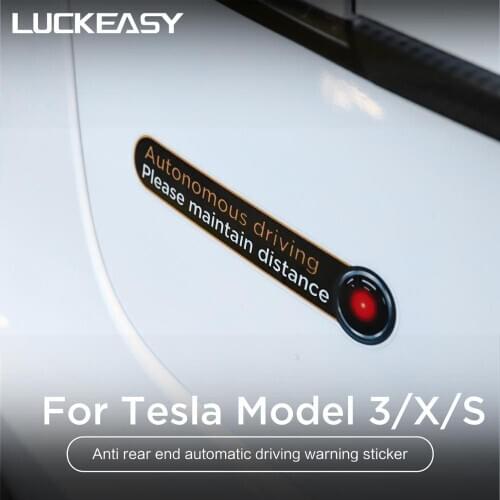 LUCKEASY Exterior stickers modification Accessories for Tesla Model3ModelXModelS Anti rear end automatic driving waring sticker