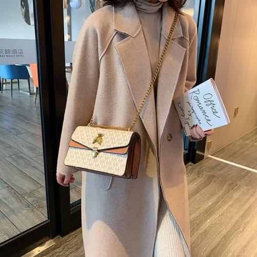 Retro Female Bag New 2021 Chain Letter Small Square Bag Female Messenger Bag Small Bee Shoulder Bag Bags