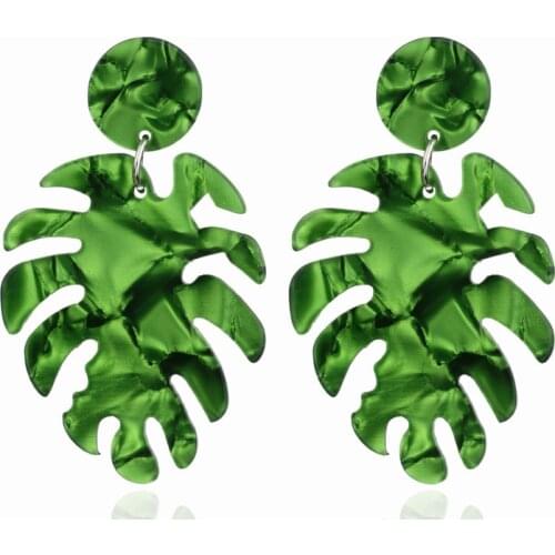 Fashion ZA Bohemian Tree Leaves Long Pendant Acrylic Earrings for Women Acetate Statement Dangle Drop Earings Jewelry Wholesale