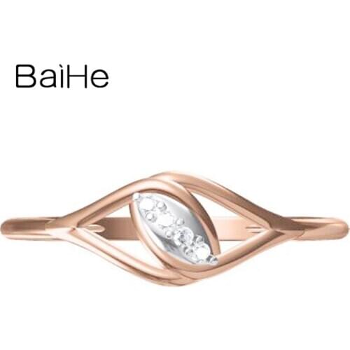 Byhor Solid 14K White+Rose Gold 0.032ct H/SI Natural Diamonds ring Women Fine Jewelry кольца кольцo Engagement Gift eyes ring