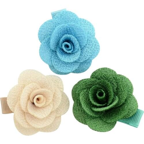 10PCS Multi-layer simulation rose DIY flower hairpin material Child flower flower hair clip side clip