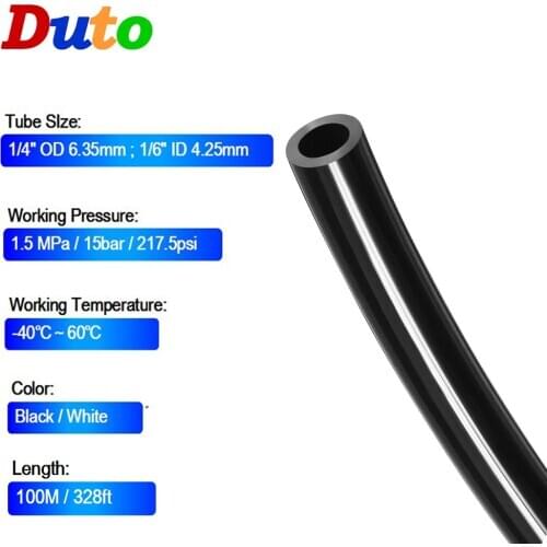 100M 1/4" PE Tube Irrigation misting cooling system Tubing Hose Pipe for RO Water Filter System Aquarium (Food grade)