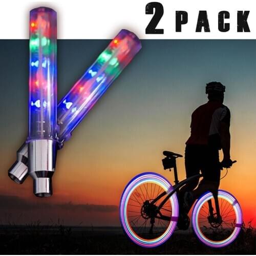 2Pcs LED Tyre Tire Wheel Valve Rim Lamp Flashing Safety Lights for Car Bicycle Exterior Accessories