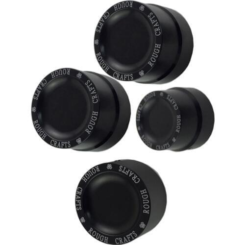 4 Pcs Black Aluminum Rough Craft Carving Front & Rear Axle Nut Covers Caps Fit for Harley Sportster XL883 XL1200 Dyna Touring V