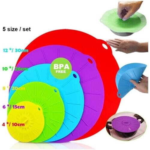 5pcs/lot Silicone Microwave Bowl Cover Cooking Pot Pan Lid Cover-Silicone Food Wrap Cooking Tools Kitchen Utensil QA 095