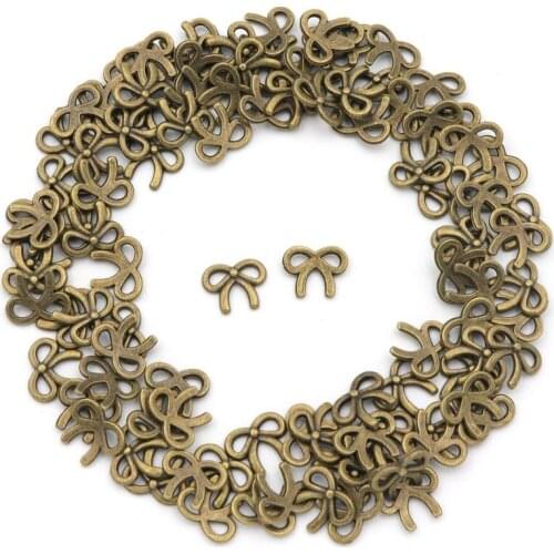 50pcs 10*8mm Vintage Bronze Gold Metal Bow Knot Bracelet Earrings Connectors For Jewelry Making Finding Diy Accessories Supply