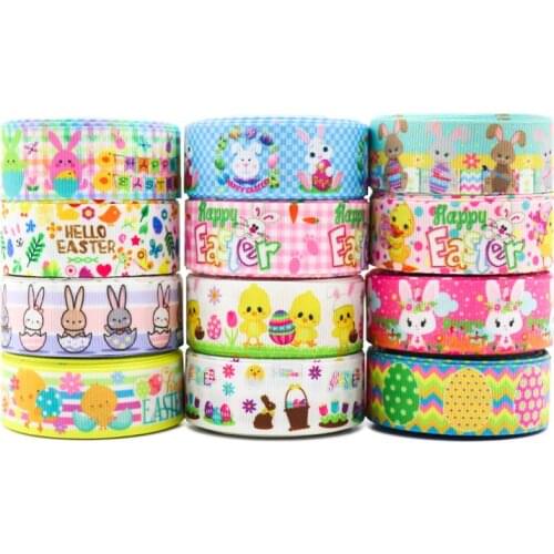 50 Yards 1'' 22MM Easter Printed Grosgrain Ribbons For Hair Bows DIY Handmade Materials Y2020122601