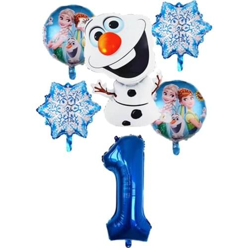 6pcs Frozen Party Balloons Snowman 32inch Number Balloon Set Adult Kids Birthday Party Decor Baby Shower Balloons Globos