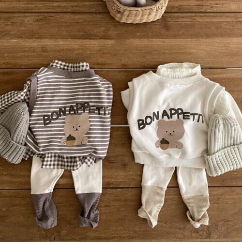 8704 Baby Clothes Cartoon Vest Autumn Winter 2021 Fashion Baby Girl Vest Belly Protection And Warm Vest Boys Sweater Waistcoat
