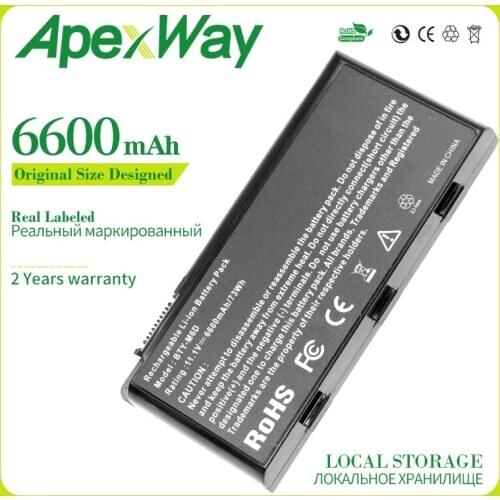 Apexway 6600mAh 9 Cells Laptop Battery BTY-M6D For MSI GT783H GX660 GX660DX GX70H GX780R GT70 GT760 GT60