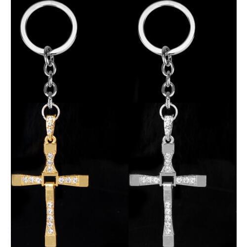 Movie Fast and Furious Keychain Dominic Toretto Cross Key Chain Pendant Chaveiro Car Keyring Key Ring For Men Jewelry