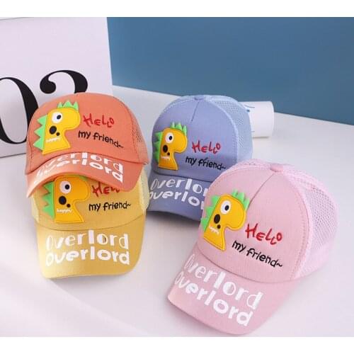 Cartoon Dinosaur Kids Baseball Cap Letter Print Boys Girls Sun Hat Summer Mesh Breathable Adjustable Children Caps