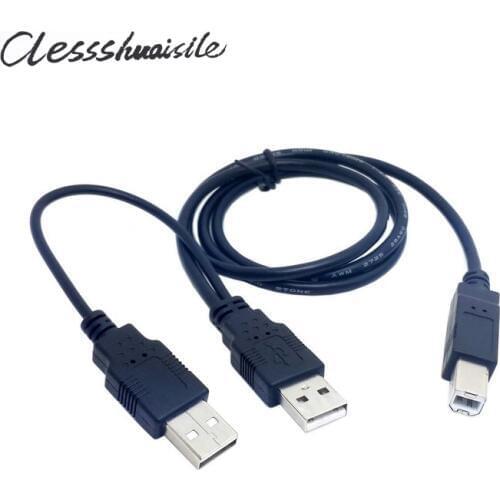 Dual USB 2.0 Male to Standard B Male Y Cable 80cm for Printer & Scanner & External Hard Disk Drive