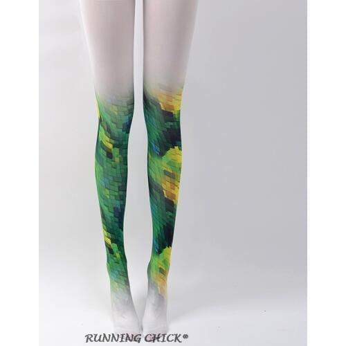 Gradient Green Print Women Spring And Summer White
