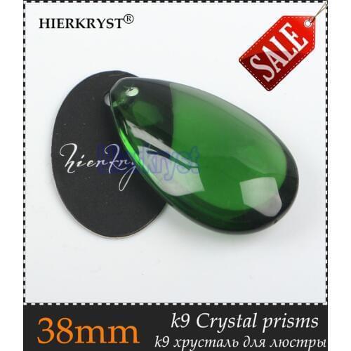 HIERKYST 50 pcs K9 Glass Crystal Prisms Pendants Chandeliers Parts Lustres Rainbow Lamp Lighting Hang Drops Green 38mm #2252-3B