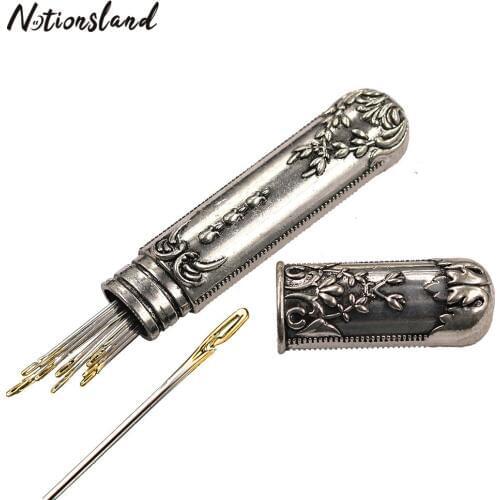 24 pcs/set Stainless Steel Sewing Needles&Needle Case Big Eye Self Threading Needle Household Embroidery Darning Sewing Tools