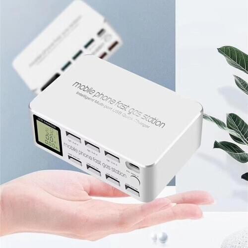 Intelligent multi-port USB quick charger PD100W smartphone pad LCD charging station output Type-C 8 port USB QC 3.0 adapter um
