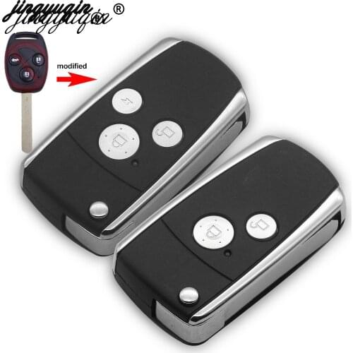 Jingyuqin 10pcs/lot New Modified Flip Folding Uncut Remote Car Key Shell Case Fob 2/3 Buttons For Honda For JAZZ/CRV Odyssey Key