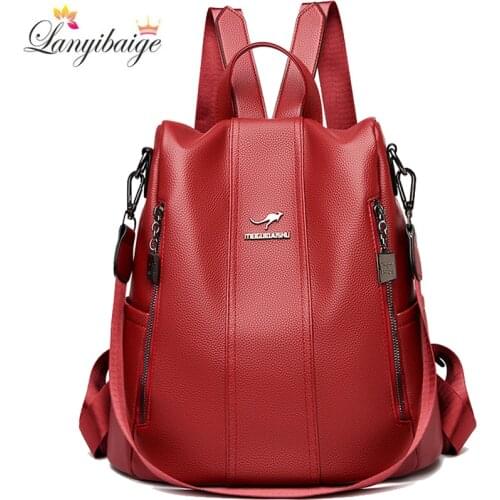 High Quality Leather Anti-theft Backpack Women Large Capacity Travel Backpacks Fashion Student Backpack School Bag Shoulder Bags