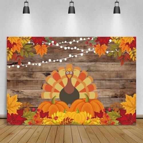 Laeacco Autumn Pumpkin Fruit Maple Leaves Wooden Boards Photography Background Light Decor Child Photocall Backdrop Photo Studio