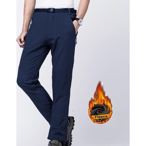 Hiking Skiing Men Pants Windproof Waterproof Fleece Warm Trousers Camping Trekking Mountain Climbing Outdoor Sports Pants