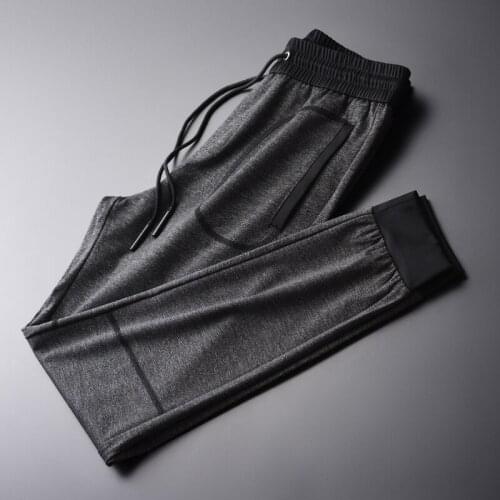 New Summer Grey Male Pants Luxury Solid Color Elastic Waist Sport Casual Mens Trousers Fashion Slim Man Pants Plus Size 4XL