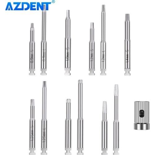 AZDENT Dental Implant Screw Driver Set 12pcs Screw with Base for Low Speed Handpiece Dia.2.35mm Dentistry Tools