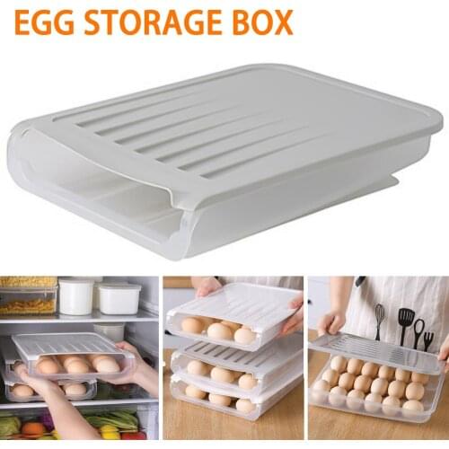 3-row Crisper Plastic Egg Container Case Kitchen Refrigerator Clear Stacked Auto Scrolling Egg Holder Fresh Storage Box Rack