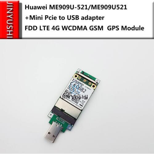 Huawei Unlocked ME909U-521 with USB adapter FDD LTE Mini pcie 4G WCDMA Support GPS Voice Message GSM B1/B2/B3/B5/B7/B8/B20