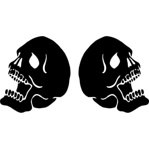 Lifelike (Left and Right) Skull Silhouette Car Sticker Fun Decal Pvc Decal Is Suitable for All Kinds of Cars Anti-UV Black/white