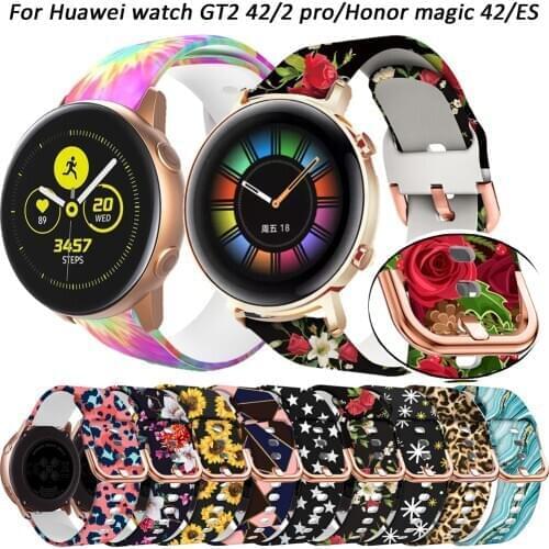 20mm Silicone Band For Huawei watch GT2 42/2 pro Printing Strap Watch Band Replace Accessories For Honor magic 42/ES Bracelet