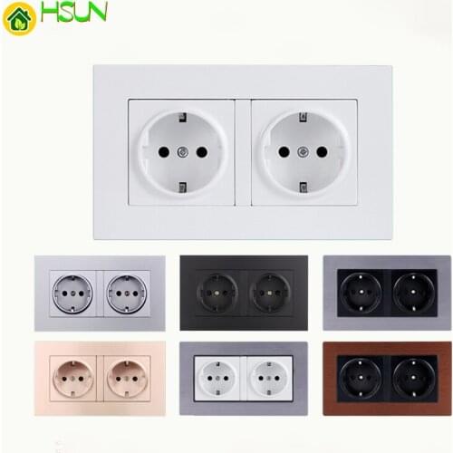 146 Type German style Socket 4 hole panel Wall Power Supply European regulations white Coffee Stainless steel Champagne