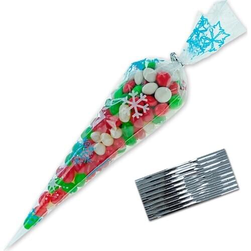 Xmas Snowflake Holiday Cone Cellophane Bags Christmas Candy Bag Christmas day decorations