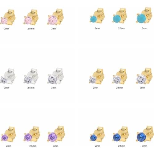 BOAKO 1Set 925 Sterling Silver Purple Black Zircon Stud Earring For Women 2021 Fashion Jewelry Pendientes Brincos Aretes Joyero