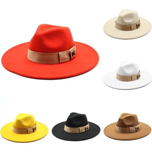 Simple Women Men Wool Vintage Gangster Trilby Felt Fedora Hat With Wide Brim Gentleman Elegant Lady Winter Autumn Jazz Caps