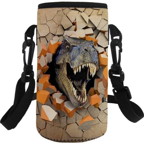 New 500-1000ML 3D Dinosaur Pattern Sport Water Bottle Cover Bags Insulated Outdoor Bottle Carrier Bag Sleeve with Shoulder Strap
