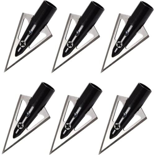 6PCS 125 Grain Broadheads Aluminum Arrowhead 8mm in Black for Fiberglass Arrow Carbon Crossbow Arrow Archery Hunting