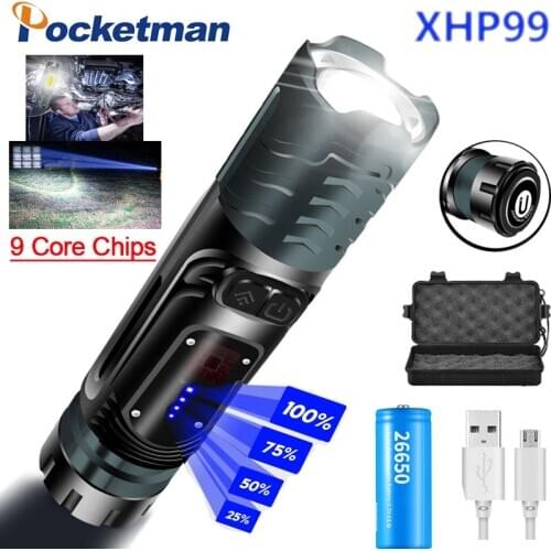 Super Powerful XHP99+COB LED Flashlight With Hammer Self-Defense LED Torch Multifunctional Tactical Flashlight Hunting Lantern